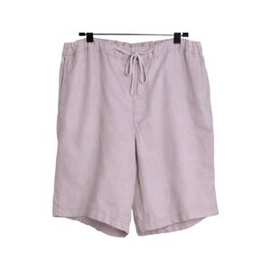 Tasso Elba Island Shorts Mens Size XXL Light Taupe Grey  100% Linen Relaxed Fair